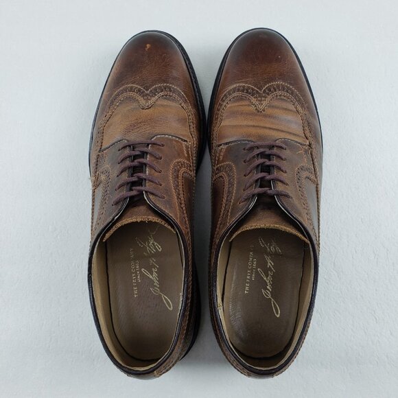 Frye James Wingtip Oxford Shoe Mens 10 D Brown Leather Lace Up Dress Brogue - Picture 9 of 14